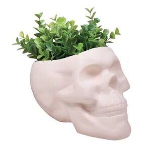 Streamline Imagined Heirloom Skull Ceramic Planter Sculpture‎ White Halloween